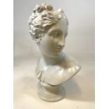 A modern Greek style ceramic bust of a lady. H:51cm