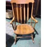 A wooden rocking chair