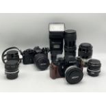 Two Nikon 35mm film SLR cameras, quantity of lenses and associated accessories. Nikon F3 SLR with