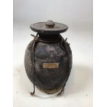A vintage Sherpa hand turned wooden vessel - Nepalese W:16cm x H:21cm