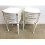 A Pair of early to mid 20th century painted french style bedside drawers. W:40cm x D:39cm x H:71cm