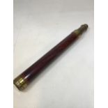 A mahogany and brass two draw telescope engraving to eye piece Chadburn Bros, Day or Night H:90cm