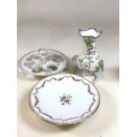 A Minton style style comport - marked to base A5500 also with an egg holder and a floral encrusted