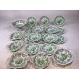 Pomerania green and white china by John Ridgway circa 1835. Comprising 15 plates 23cm, 5 assorted