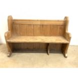 A Victorian pitch pine church pew reclaimed from St Maryâ€™s church. W:150cm x D:52cm x H:94cm