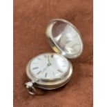 A silver full hunter pocket watch, London hallmark.