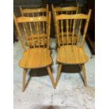 A set of four Brights of Nettlebed hardwood kitchen chairs. Seat height H:44cm