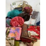 A quantity of vintage ladies accessories including hats, scarves, gloves and bags also with a