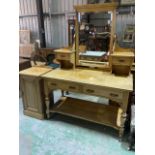 A good quality satin wood dressing table also with a satin wood pot cupboard booth stamped John