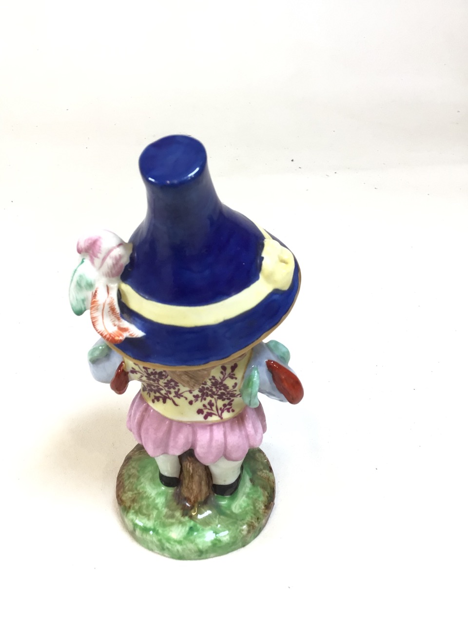 A Royal Crown Derby Pot Belly Dwarf with blue hat and harlequin and flower pattern vest. Circa - Bild 3 aus 6