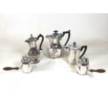 3 Silver plate tea and coffee jugs, with a pair of warming jugs. 3 pouring jugs in good condition,