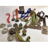 Marathon interest. A collection of Marathon medals from the New York Marathon and the London