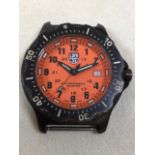 Lumi Nox black ops stainless steel divers watch 8400 series. Orange face. No strap and untested W: