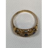 18ct gold diamond and sapphire ring - size O. Small sapphire missing. Total weight approx 1.8 gm