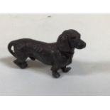 A miniature bronze Dachshund W:9cm x H:6cm