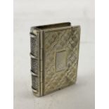 William IV period silver miniature vinaigrette in bound book form. Makers mark for Taylor and