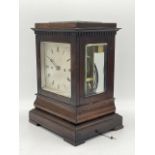 A good four glass fusee mantel clock in rosewood case. Bevelled glass to 3 sides and the top of