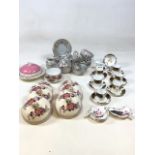 A Japanese hand painted part tea set, a Tuscan China oriental pattern set of coffee cans with jug