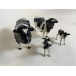 Beswick Cattle family group of bull, Cow and 2 calfs. A Champion Coddington Hilt Bar bull marked
