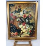 A 20th century oil on canvas in gilt frame. Still life subject signed ROSNAK lower right. Size