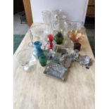 A quantity of glass items including moulded and cut glass bowls, vases and decorative items