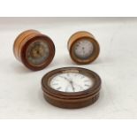 Watchmakers turned wooden spares cases, with 3 movements, a watch minus strap and a single dial