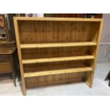 A Large set of solid pine free standing wall shelves also with another set of pine book shelves (a.