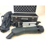 A Hawke nature 24-72x70 waterproof zoom spotting scope and tri pod in case.