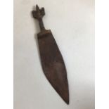 A Somali Slave Traders hamstringing knife with wide double edge spear point blade H:39cm