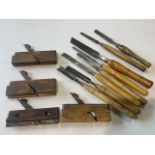 A selection of woodworkers chisels tools, Diamic, Staples, J W Smith etc.