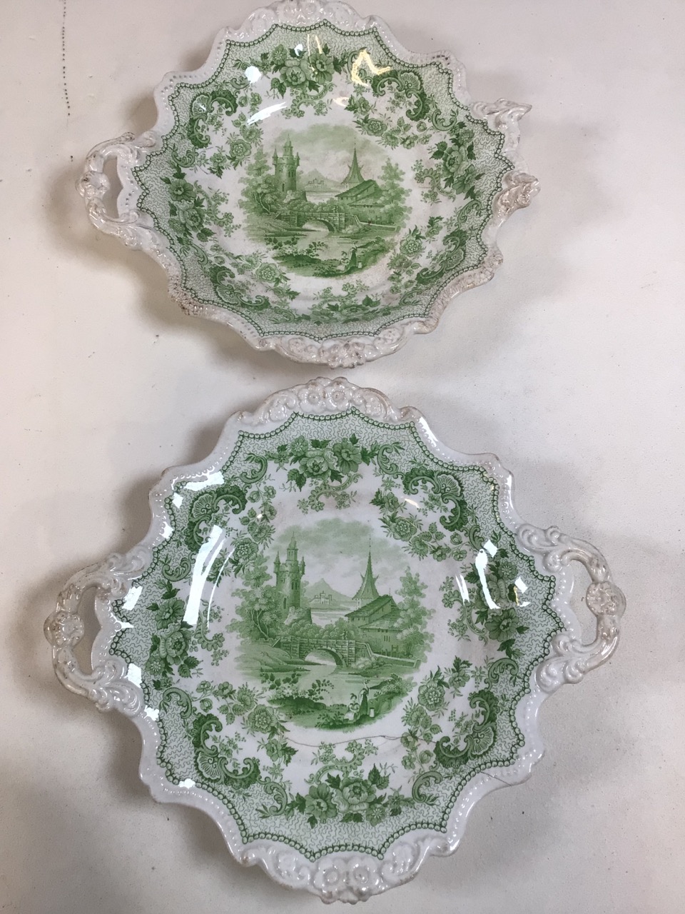 Pomerania green and white china by John Ridgway circa 1835. Comprising 15 plates 23cm, 5 assorted - Bild 5 aus 13