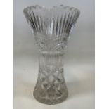 A large cut glass vase. H:36cm