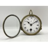 A small single train clock with 3½inch white dial containing a subsidiary seconds dial. With fast