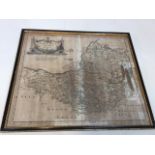 A map of Somerset shire by Rob Morden circa 1695 in a modern frame