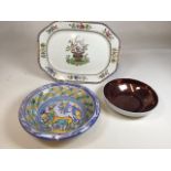 A Copeland late Spode platter In Old Bow design W:43cm x H:33cm also with a Royal Worcester lustre