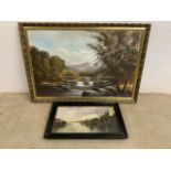 Gordon Allen, large oil on canvas and an oil by C.J.Broom dated 1929. Canvas size Gordon Brown W: