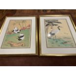 Two Chinese paintings on silk in gilt frames. W:20cm x H:27cm