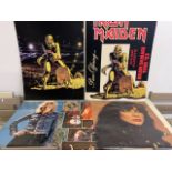 1980s pop interest, two Iron Maiden shop posters also with KIm Wilde, Kate Bush and ELO posters.