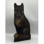 Vintage hand crafted door stop, with painted fox decor to front, with hand-beaten weighted base.