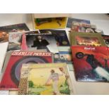 A box of vinyl including, Good bye Yellow brick road, bat out of hell, UB 40, Kim Carnes, Deep