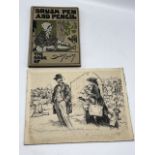 Original sketch by Dudley Hardy (1867 - 1922) with a 1909 book containing official reproductions