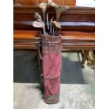 Antique golf clubs some with Duo flex shafts by Heddon also with other vintage golf clubs.