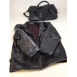 A vintage leather jacket chest 44 inches also with a Next holdall