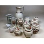A quantity of Sadler ginger jars also with vintage jugs