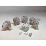 A quantity of vintage glass ornaments including peacocks and baskets