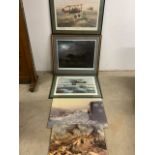 Large scale aviation and military prints to include Terence Cuneo signed pilot prints Sir Thomas