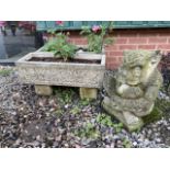 A pair of reconstituted stone planter and a large Gargoyle. Gargoyle H:44cm