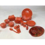 Orange Bakelite Belplastic picnic items