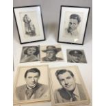 A quantity of vintage pencil sketches of mainly film stars from the thirties signed A White