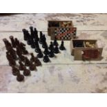 Two boxed vintage chess sets - Staunton boxwood and Milford chess and two others. Also with a